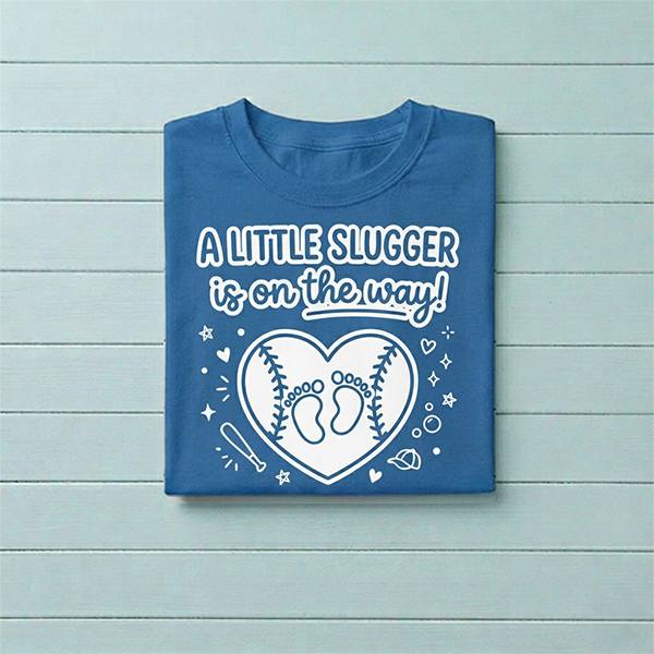 A Little Slugger Is on the Way Baby Boy Announcement Baseball Fan T-Shirt