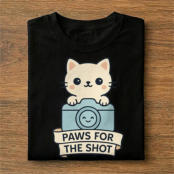 Paws for the Shot Cute Kawaii Cat Camera T-Shirt