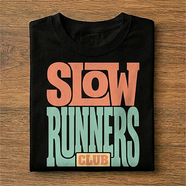 Slow Runners Club Funky Colorful Font T-Shirt